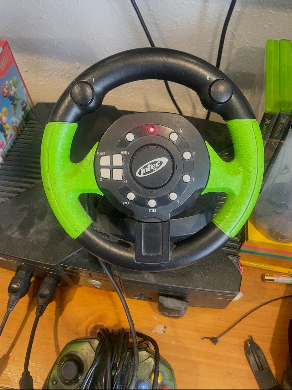 Intec Pro-Mini 2 Racing Steering Wheel Original Xbox Driving Video Game accesory
